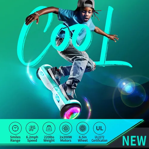 Miniatura 2 de SISIGAD Scooter, 6.5" Flash Wheels & Corlorful LED Lights, All for Girls Boys Kids Ages 6+ M-Verde Blanco