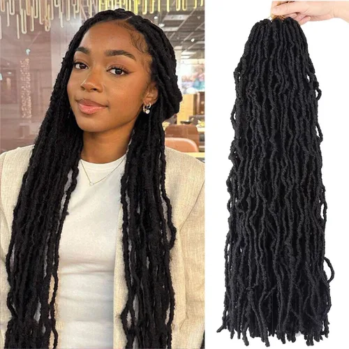 Miniatura 13 de LMZIM 7 paquetes de cabello sintético de ganchillo preanudado de 26 pulgadas, trenzas de ganchillo suaves de diosa para mujeres negras, extensiones