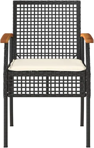Miniatura 6 de Ensemble Salon de Jardin Noir et Crème 4 Places avec Coussins, Table Banc en Rotin Synthétique Résistant aux UV Pour Terrasse, Balcon, Jardin