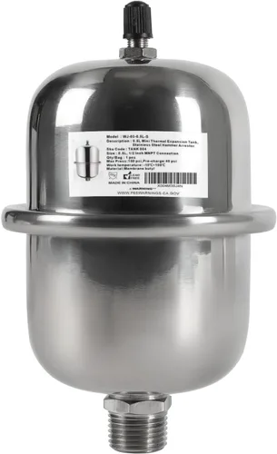 EFIELD Mini tanque de expansión de acero inoxidable (0,5 L), pararrayos de martillo con rosca de 1/2 pulgada para calentador de agua sin tanque,