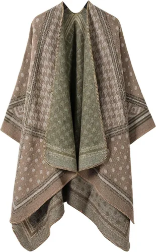 Miniatura 131 de Poncho chal para mujer, suéteres suaves y cálidos para mujer, parte delantera abierta, poncho de viaje para otoño, invierno y primavera