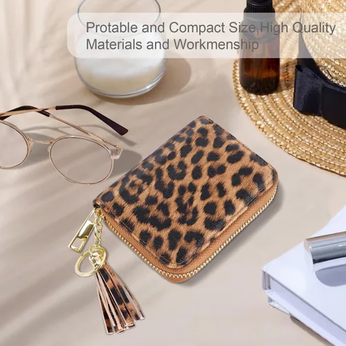 Miniatura 7 de Billetera pequeña para tarjetas de crédito RFID con purpurina linda para mujer