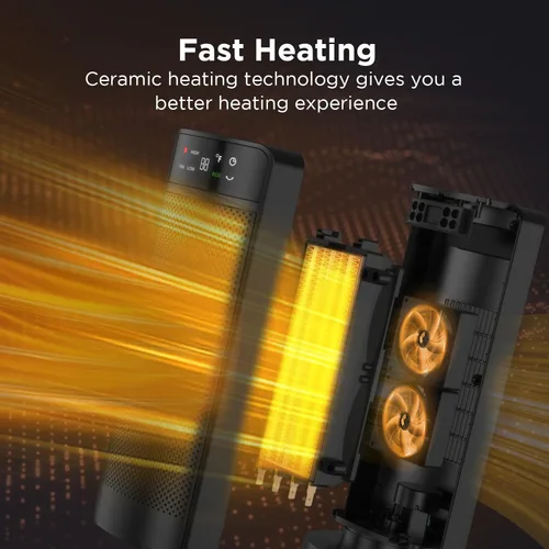 Miniatura 8 de Calentadores de espacio de 1500 W para uso en interiores, calentador eléctrico de cerámica PTC de calentamiento rápido con control remoto, ECO