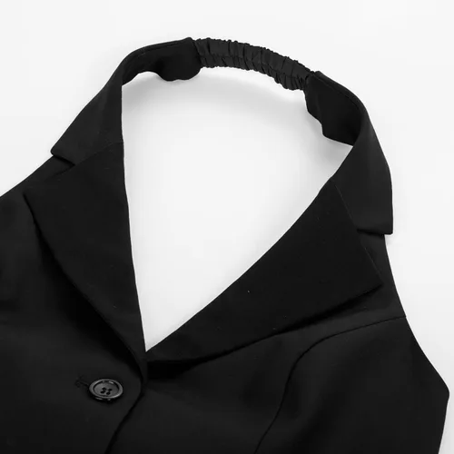 Miniatura 5 de Belle Poque Chaleco vintage para mujer, con solapa, cuello halter, con botones, con bolsillos