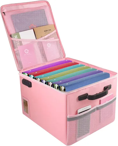 Miniatura 13 de TOMKID Archivador ignífugo con cerradura, organizador de documentos ignífugo, caja de archivos plegable, archivador con asa para certificaciones