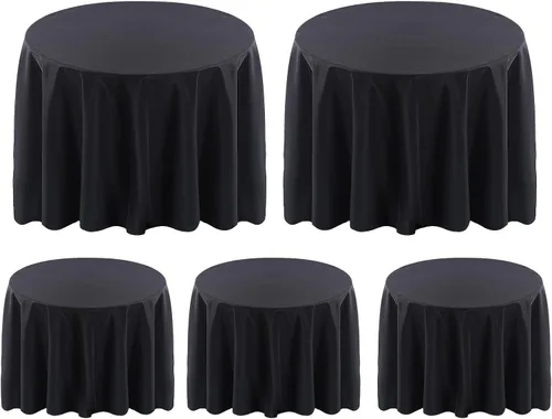 Miniatura 8 de Surmente Mantel cuadrado para mesas cuadradas o redondas, 100% poliéster, 52 x 52 pulgadas, mantel para bodas, banquetes o restaurantes (negro)