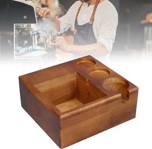 Miniatura 4 de Soporte de café con caja de café, soporte de madera para café, soporte antideslizante para distribuidor de mango de café, contenedor