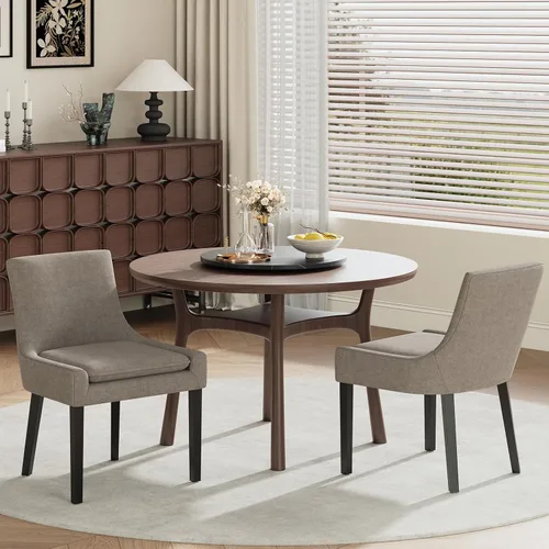 Miniatura 17 de MALOL Juego de 2 sillas de comedor tapizadas en corduroy con patas de madera, sillas de cocina laterales acolchadas de respaldo medio para comedor