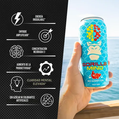 Miniatura 7 de Gorilla Mind Bebida energética Energía inigualable · Enfoque amplificado N-acetil-L-tirosina, alfa-GPC, 200 mg de cafeína, uridina, azafrán 0