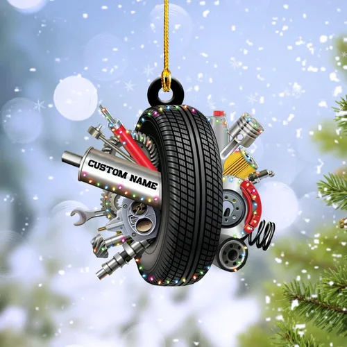 Podagree - Adornos de mecánico de plástico plano personalizados, adornos de mecánico de plástico plano de mica para árbol de Navidad, adorno de Mc11