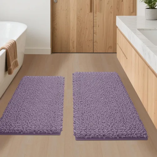 Miniatura 76 de ACCUMTEK - Juego de 2 alfombras de baño de lujo en color beige de 32"x20"+24"x17", alfombras de baño ultra suaves y gruesas absorbentes, alfombra