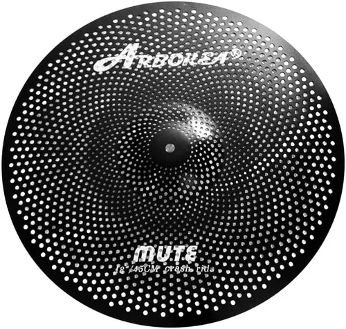 Miniatura 4 de Arborea Paquete de Platillos de Bajo Volumen 8 piezas Negros para Práctica Silenciosa para Set de Tambores 10"/12" Splash/14" HiHats/16" Crash/18