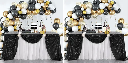 Miniatura 100 de B-COOL Mantel de lentejuelas de 60 x 102 pulgadas, mantel de cumpleaños rectangular azul bebé, brillante, duradero, boda, fiesta, restaurante