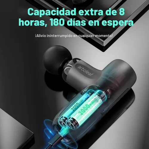 Miniatura 5 de arboleaf Mini pistola de masaje de tejido profundo, masajeador muscular de percusión para aliviar el dolor de espalda, tamaño portátil de viaje Gris