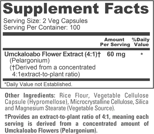 Miniatura 4 de NusaPure Cápsulas Umckaloabo, 60 mg, 200 cápsulas vegetales (sin OMG, veganas)
