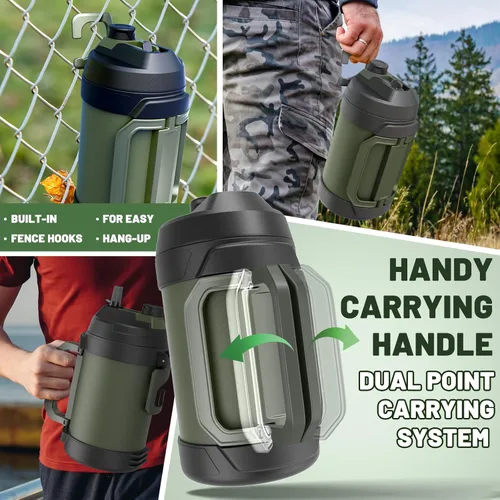 Miniatura 4 de Hydraful - Jarra de galón, botella de agua grande de acero inoxidable con aislamiento al vacío de triple pared de 128 onzas, botella de agua grande