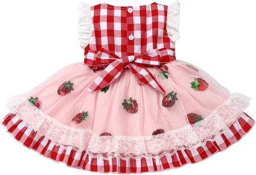 Miniatura 2 de Vestido de tul para bebé niña de 1er cumpleaños, diseño de vaca, mariposa, fresa, sesión de fotos
