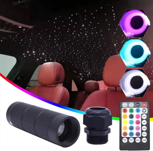 Luces LED de fibra óptica para automóvil, 400 hebras, 0.03 pulgadas, 9.8 pies, cable de fibra óptica, estrella de techo, kit de techo, 6 W, modo de