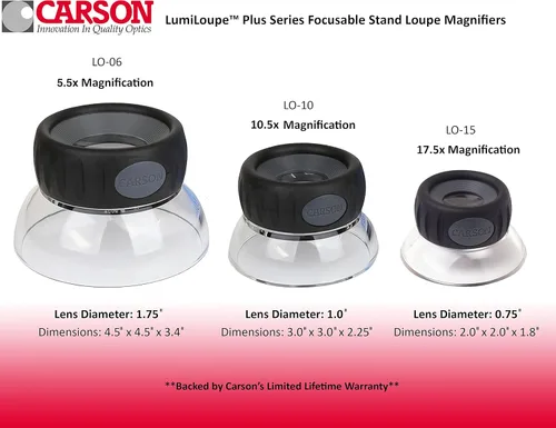 Miniatura 5 de Carson LumiLoupe Plus Lupa de lupa de soporte enfocable de potencia 10.5x (LO-10)