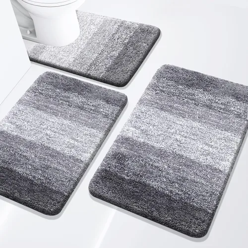 Miniatura 42 de Arotive - Juego de alfombras de baño de 3 piezas, alfombras de baño extra suaves y absorbentes, alfombrillas de baño lavables a máquina y que se