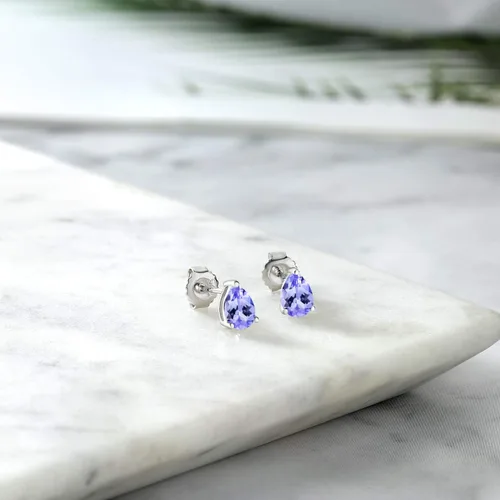 Miniatura 4 de Gem Stone King Aretes de plata de ley 925 con piedra natal y pera Aretes de tuerca en forma de pera de 0.276 x 0.197 in para mujer