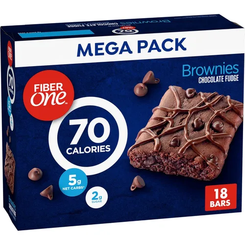 Brownie barrita de 90 calorías, menta caramelo, mega paquete de 18 barras de fibra, 16 onzas, Fiber One
