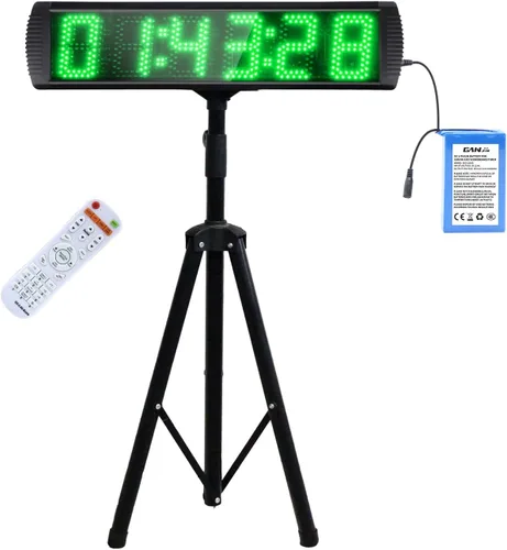 Temporizador digital de carreras con pantalla LED grande con batería, función de cuenta regresiva/arriba/reloj de tiempo, control remoto, soporte de
