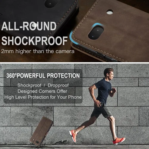Miniatura 9 de Kowauri Funda para Google Pixel 6A, diseño clásico de piel con cierre magnético, con ranura para tarjetero, a prueba de golpes, funda protectora Café