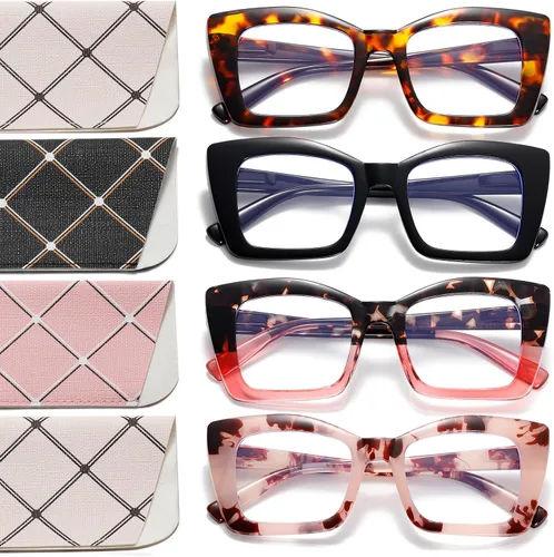 Miniatura 12 de Oprah Style - Lentes de lectura para mujer, con bloqueo de luz azul, cuadrados, de gran tamaño, elegantes y gruesos, bisagra de resorte