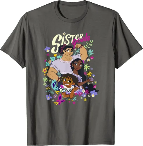 Disney Camiseta con póster de Encanto Sister Goals Group Shot, gris, S