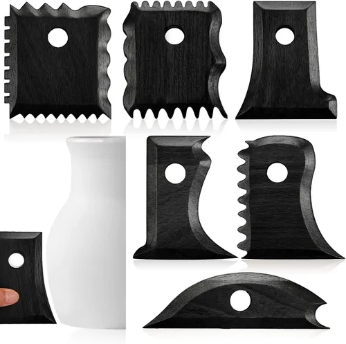 Amylove 7 herramientas de cerámica para cerámica, herramientas de recorte, paquete de costillas de perfil, moldeador de pies para cerámica para