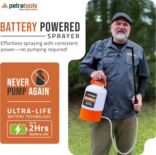 Miniatura 3 de Pulverizador alimentado por batería PetraTools de 1 galón - HD1000-S - Pulverizadores eléctricos de servicio pesado en césped y jardín para control