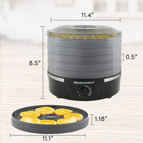 Miniatura 6 de Elite Gourmet EFD319DKG Deshidratador de Alimentos, 5 Bandejas de 29 cm libres de BPA, Controles de Temperatura Ajustables, para Carne Seca