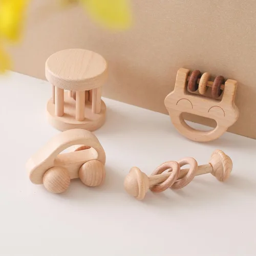Miniatura 7 de Sonajero de madera para bebé, juguete de sonajero de madera para recién nacido, juguete Montessori de madera natural para bebé, juguete de regalo