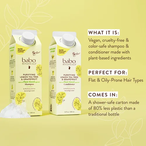 Miniatura 5 de Babo Botanicals Purifying Lemon Tea Tree & Grapefruit Shampoo + Bundle with Conditioner – For Flat, Oily Prone Hair – Add body & shine - Passion