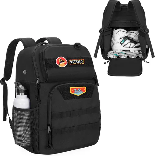 GOBUROS Skate Bag Fits Up to Us - Mochila de patinaje con múltiples bolsillos para accesorios, bolsa de patinaje en línea para hombres y mujeres,