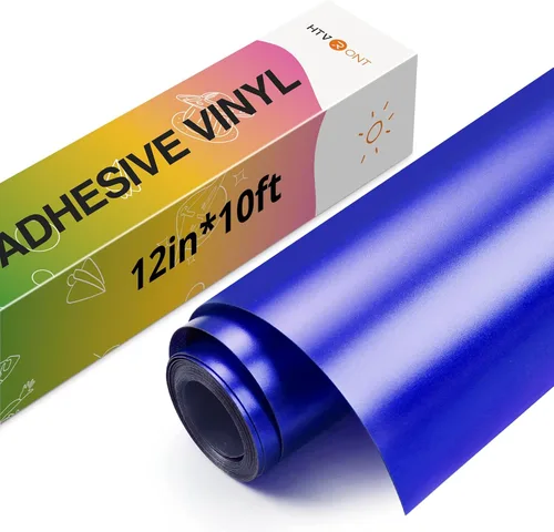 Miniatura 26 de HTVRONT Vinilo permanente azul, rollo de vinilo adhesivo permanente azul de 12 pulgadas x 11 pies compatible con máquina de corte Cricut, Azul real