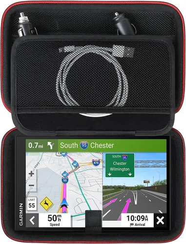 Funda GPS para Garmin dezl OTR610/OTR720/OTR710/OTR620/DriveSmart 76/66/71 EX/DriveCam™ 76/RV 795/RV Cam 795, 6-7 pulgadas con bolsa de malla para