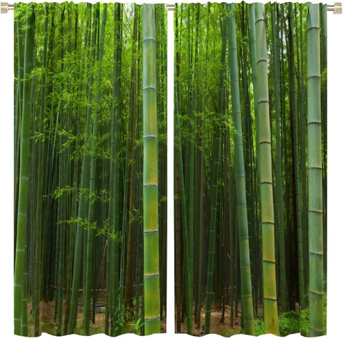 Miniatura 26 de Cortinas de bambú 3D impresas para exteriores, cortinas de bambú natural japonés zen, sala de estar, cocina, bolsillo para barra, cortinas