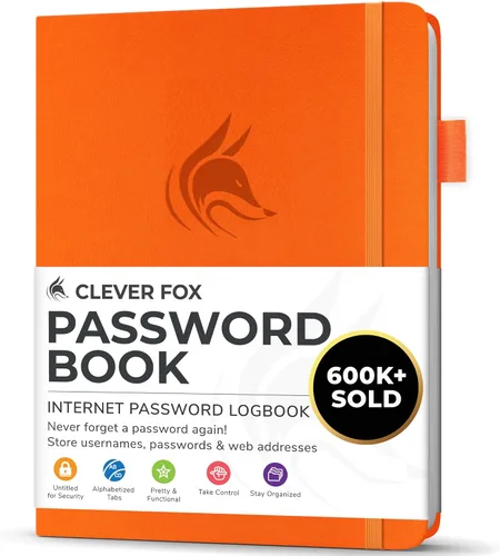 Miniatura 11 de Clever Fox - Libreta de contraseñas con pestañas alfabéticas, organizador de direcciones de Internet, tamaño grande, para inicios de sesión en Azul