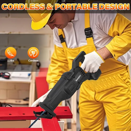Miniatura 5 de Sierra recíproca inalámbrica compatible con batería Dewalt de 20 V, sierra recíproca de potencia, motor sin escobillas 0-4000SPM para madera, metal