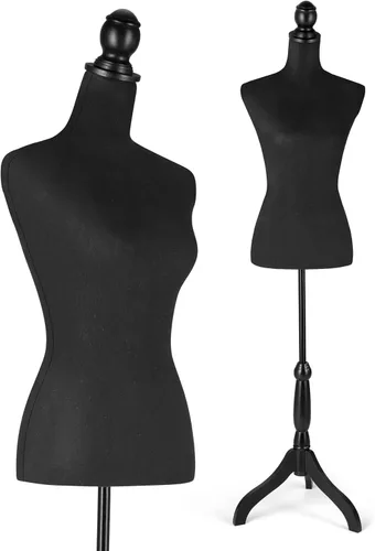 HOMBOUR Cuerpo de maniquí femenino, forma de vestido de torso de maniquí de costura, maniquí ajustable con soporte para modista de exhibición (negro)