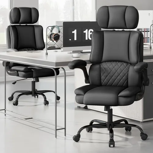 Miniatura 9 de Silla ergonómica de oficina ejecutiva, silla de computadora con reposacabezas ajustable, silla de escritorio de piel sintética, silla giratoria