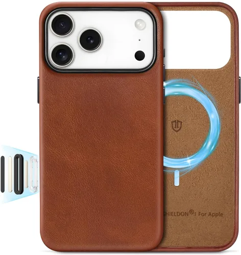 Miniatura 56 de SHIELDON Funda de cuero genuino para iPhone 17 Pro Max de 6.9 pulgadas 2025, [botón de la cámara actualizado], compatible con Magsafe, carga Azul