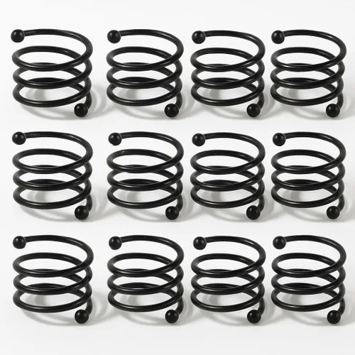 Miniatura 9 de ALPHA Living HOME Juego de 12 servilleteros dorados de alta calidad, 100% metal, decoración de mesa resistente al óxido, servilleteros con hebillas