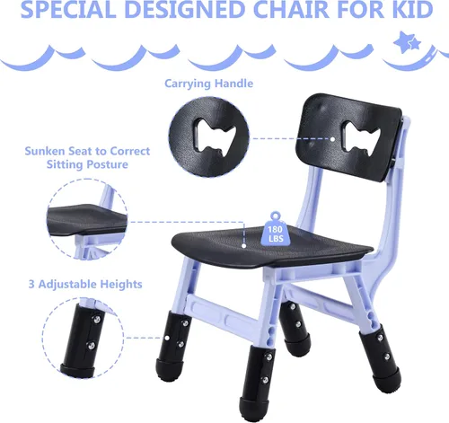 Miniatura 3 de Set de mesa y sillas para niños GTOLV (2 sillas), juego de mesa y silla ajustable en altura para niños de 3 a 8 años con escritorio con grafitis