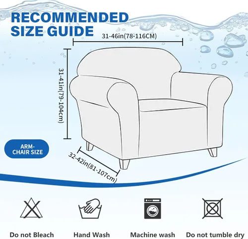 Miniatura 5 de MAXIJIN Funda impermeable para sillón de sala de estar, 1 pieza elástica con brazos, protector de muebles lavable para perros y mascotas (S, café)