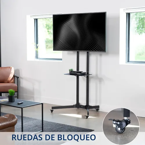 Miniatura 4 de Vivo Carrito móvil para TV para pantallas de 13 a 60 pulgadas hasta 55 libras, LCD LED OLED 4K Paneles planos y curvos inteligentes, soporte rodante