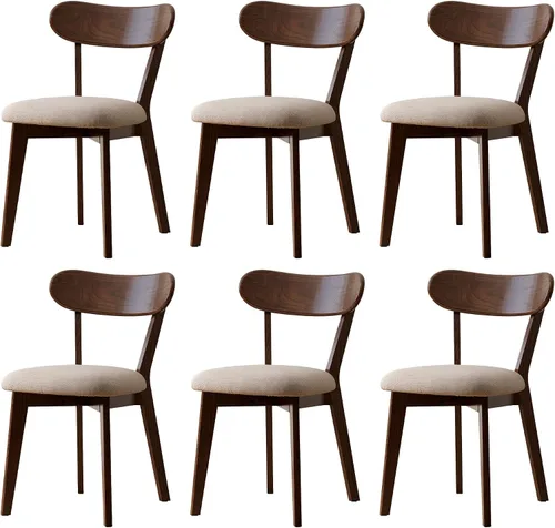 Miniatura 26 de Sillas de comedor de roble macizo 100%, silla de comedor moderna de mediados de siglo con respaldo curvo, sillas de comedor tapizadas en tela