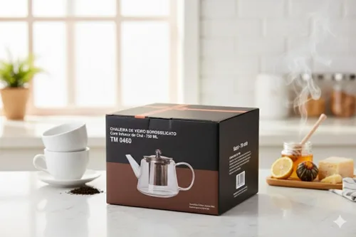 Miniatura 7 de Tetera de vidrio de borosilicato de 25 onzas (25.4 fl oz) con infusor de acero inoxidable extraíble con caja de regalo, tetera transparente